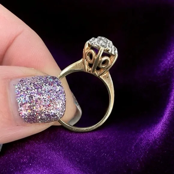 Antique 10k Gold Topaz Cluster Ring Size 4.5 - Picture 4 of 11